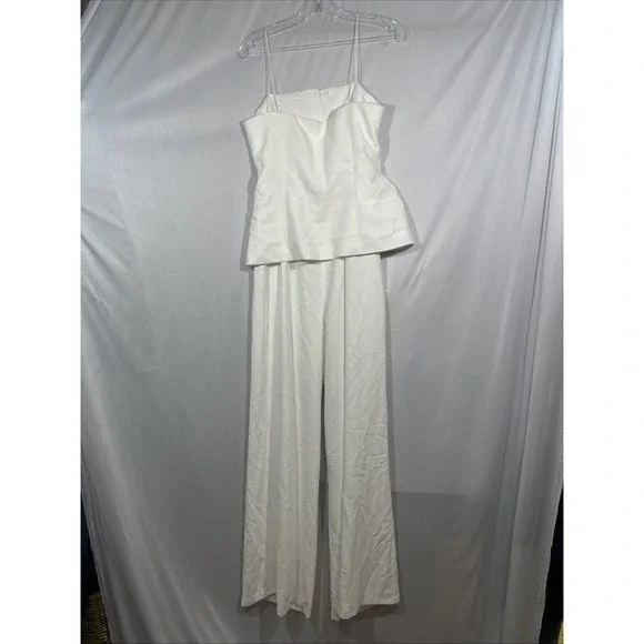 NEW $277 AMANDA UPRICHARD [ Medium ]‎ Yadira Strapless Jumpsuit White #J2030 - Picture 13 of 16